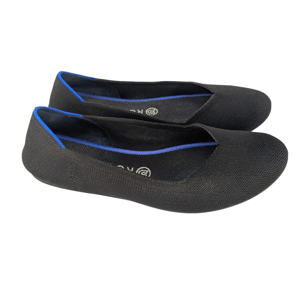 Rothy's The Flat Women 9 Black Round Toe Minimalist Chic Slip On Ballet Shoe